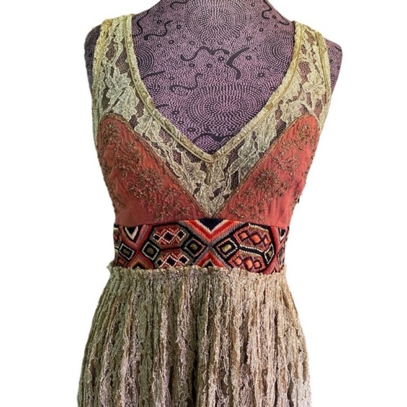 Free People Sz 6 Maxi Antique Style Lace Dress - Picture 3 of 11